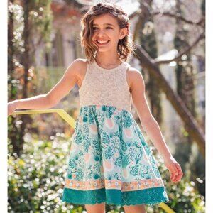 WILDFLOWERS swan print mix media dress size 8